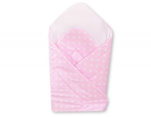 Babynest with stiffening- Hanging Hearts white dots on pink